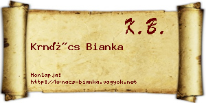 Krnács Bianka névjegykártya