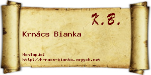 Krnács Bianka névjegykártya